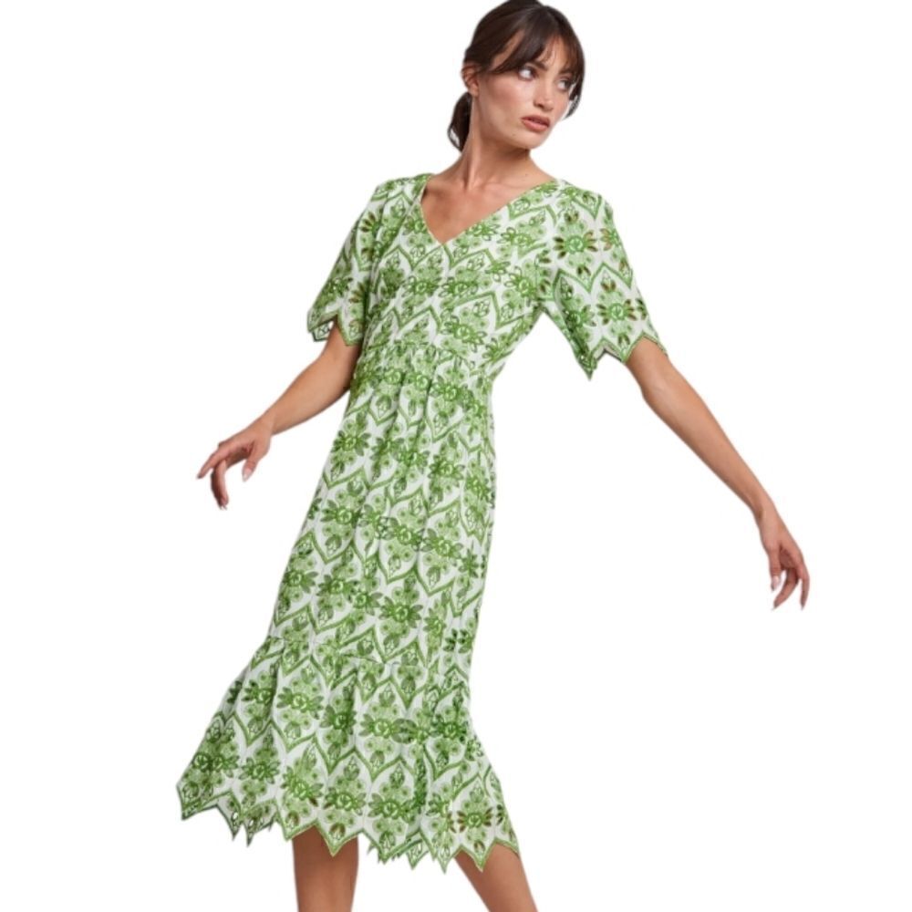 Cate Embroidered Midi Dress